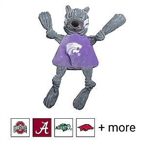 HuggleHounds College Mascot Plush Corduroy Knottie Squeaky Plush Dog Toy, Kansas State University, Large