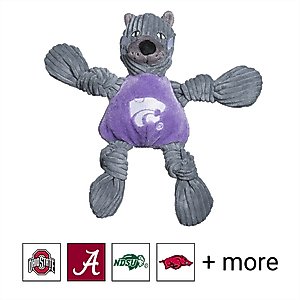 HuggleHounds College Mascot Plush Corduroy Knottie Squeaky Plush Dog Toy, Kansas State University, Small 