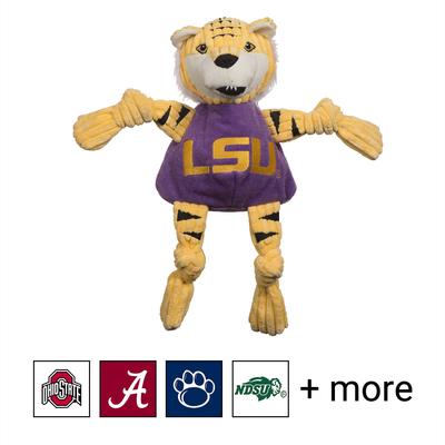 Show full view: HuggleHounds College Mascot Plush Corduroy Knottie Squeaky Plush Dog Toy, Louisiana State Tigers, Large slide 1 of 10