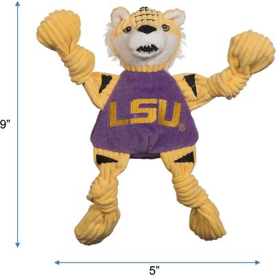 Show full view: HuggleHounds College Mascot Plush Corduroy Knottie Squeaky Plush Dog Toy, Louisiana State Tigers, Small slide 2 of 10