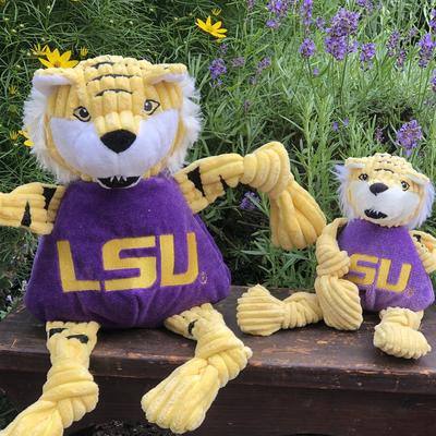Show full view: HuggleHounds College Mascot Plush Corduroy Knottie Squeaky Plush Dog Toy, Louisiana State Tigers, Small slide 3 of 10