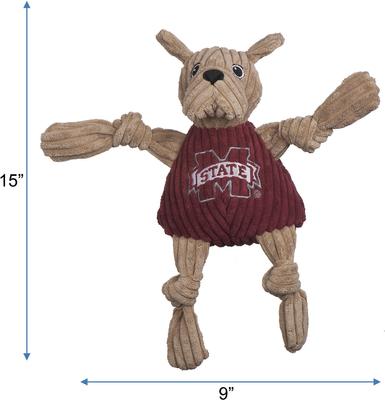 Show full view: HuggleHounds College Mascot Plush Corduroy Knottie Squeaky Plush Dog Toy, Mississippi State Bulldogs, Large slide 2 of 10
