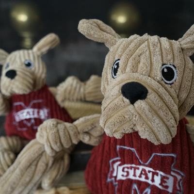Show full view: HuggleHounds College Mascot Plush Corduroy Knottie Squeaky Plush Dog Toy, Mississippi State Bulldogs, Small slide 3 of 10