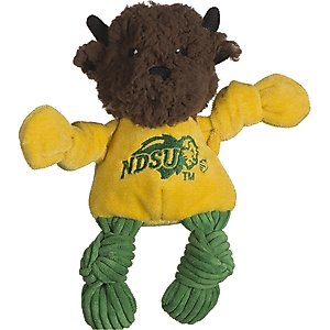 HuggleHounds College Mascot Plush Corduroy Knottie Squeaky Plush Dog Toy, North Dakota State University, Small 