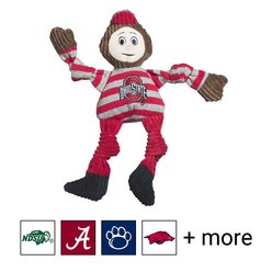 HuggleHounds College Mascot Plush Corduroy Knottie Squeaky Plush Dog Toy, Ohio State Buckeyes, Large