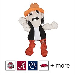 HuggleHounds College Mascot Plush Corduroy Knottie Squeaky Plush Dog Toy, Oklahoma State University, Small 