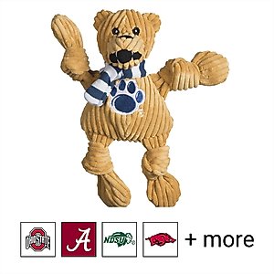 HuggleHounds College Mascot Plush Corduroy Knottie Squeaky Plush Dog Toy, Penn State Nittany Lions, Small