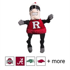 HuggleHounds College Mascot Plush Corduroy Knottie Squeaky Plush Dog Toy, Rutgers University Knight, Large