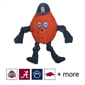 HuggleHounds College Mascot Plush Corduroy Knottie Squeaky Plush Dog Toy, Syracuse Orange, Large
