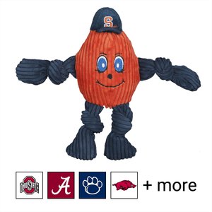 HuggleHounds College Mascot Plush Corduroy Knottie Squeaky Plush Dog Toy, Syracuse Orange, Small