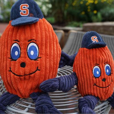 Show full view: HuggleHounds College Mascot Plush Corduroy Knottie Squeaky Plush Dog Toy, Syracuse Orange, Small slide 4 of 11