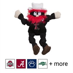 HuggleHounds College Mascot Plush Corduroy Knottie Squeaky Plush Dog Toy, Texas Tech Red Raiders, Large