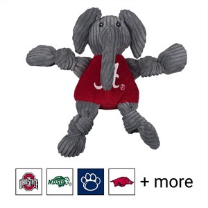 HuggleHounds College Mascot Plush Corduroy Knottie Squeaky Plush Dog Toy, Alabama Crimson Tide, Small