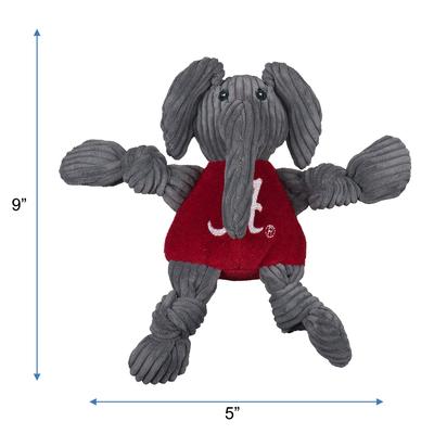 Show full view: HuggleHounds College Mascot Plush Corduroy Knottie Squeaky Plush Dog Toy, Alabama Crimson Tide, Small slide 3 of 11
