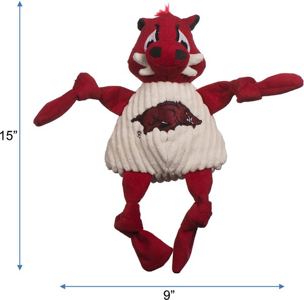 Show full view: HuggleHounds College Mascot Plush Corduroy Knottie Squeaky Plush Dog Toy, University of Arkansas, Large slide 2 of 10