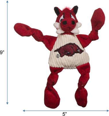 Show full view: HuggleHounds College Mascot Plush Corduroy Knottie Squeaky Plush Dog Toy, Arkansas Razorbacks, Small slide 2 of 10