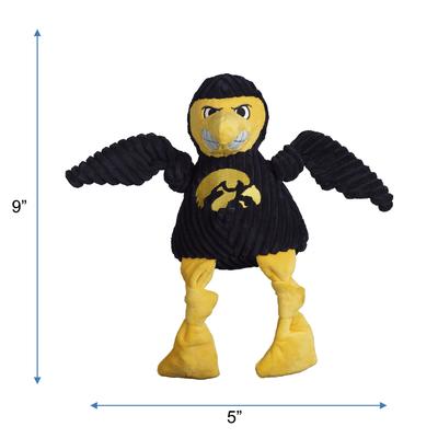 Show full view: HuggleHounds College Mascot Plush Corduroy Knottie Squeaky Plush Dog Toy, Iowa Hawkeyes, Small slide 3 of 11