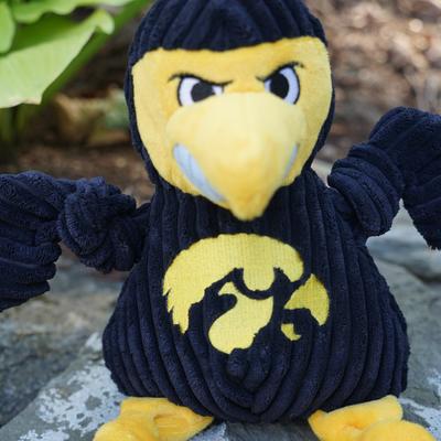 Show full view: HuggleHounds College Mascot Plush Corduroy Knottie Squeaky Plush Dog Toy, Iowa Hawkeyes, Small slide 4 of 11