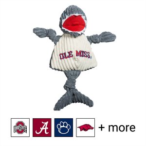 HuggleHounds College Mascot Plush Corduroy Knottie Squeaky Plush Dog Toy, University of Mississippi, Large