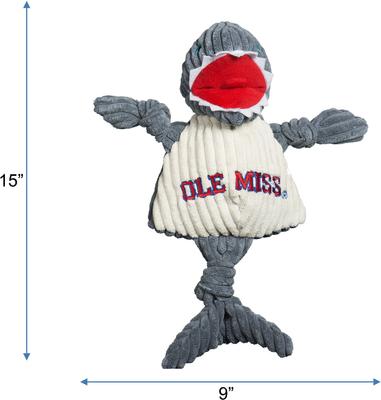 Show full view: HuggleHounds College Mascot Plush Corduroy Knottie Squeaky Plush Dog Toy, Ole Miss Rebels, Large slide 3 of 11