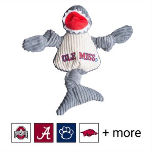 HuggleHounds College Mascot Plush Corduroy Knottie Squeaky Plush Dog Toy, Ole Miss Rebels, Small
