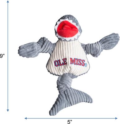 Show full view: HuggleHounds College Mascot Plush Corduroy Knottie Squeaky Plush Dog Toy, Ole Miss Rebels, Small slide 2 of 10
