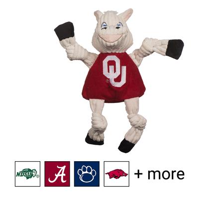 Show full view: HuggleHounds College Mascot Plush Corduroy Knottie Squeaky Plush Dog Toy, Oklahoma Sooners, Small slide 1 of 10