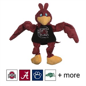 HuggleHounds College Mascot Plush Corduroy Knottie Squeaky Plush Dog Toy, South Carolina Gamecocks, Small