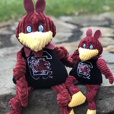 Show full view: HuggleHounds College Mascot Plush Corduroy Knottie Squeaky Plush Dog Toy, South Carolina Gamecocks, Small slide 3 of 10