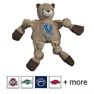 HuggleHounds College Mascot Plush Corduroy Knottie Squeaky Plush Dog Toy, Villanova Wildcats, Small