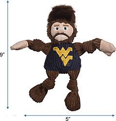 HuggleHounds College Mascot Plush Corduroy Knottie Squeaky Plush Dog Toy, West Virginia Mountaineers, Small slide 2 of 8