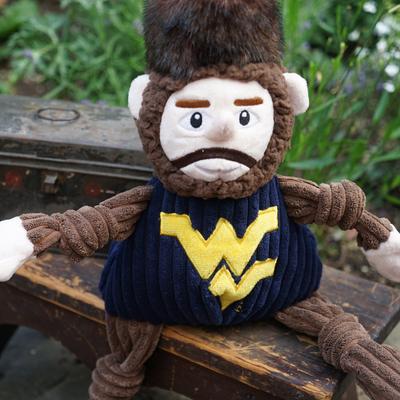 Show full view: HuggleHounds College Mascot Plush Corduroy Knottie Squeaky Plush Dog Toy, West Virginia Mountaineers, Small slide 3 of 10