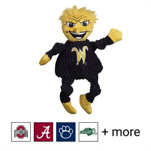 HuggleHounds College Mascot Plush Corduroy Knottie Squeaky Plush Dog Toy, Wichita State Shockers, Large