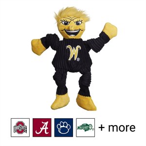 HuggleHounds College Mascot Plush Corduroy Knottie Squeaky Plush Dog Toy, Wichita State Shockers, Small