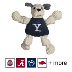 HuggleHounds College Mascot Plush Corduroy Knottie Squeaky Plush Dog Toy, Yale Bulldogs, Large