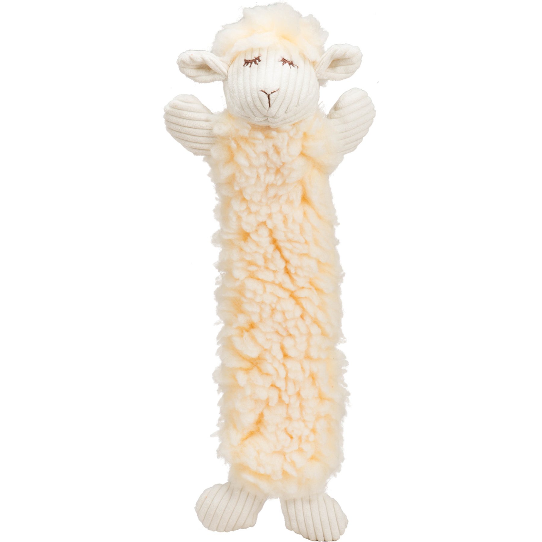 HuggleHounds Fluffer Long & Lovelie Louise Lamb Tough Plush Dog Toy, Ivory, Large