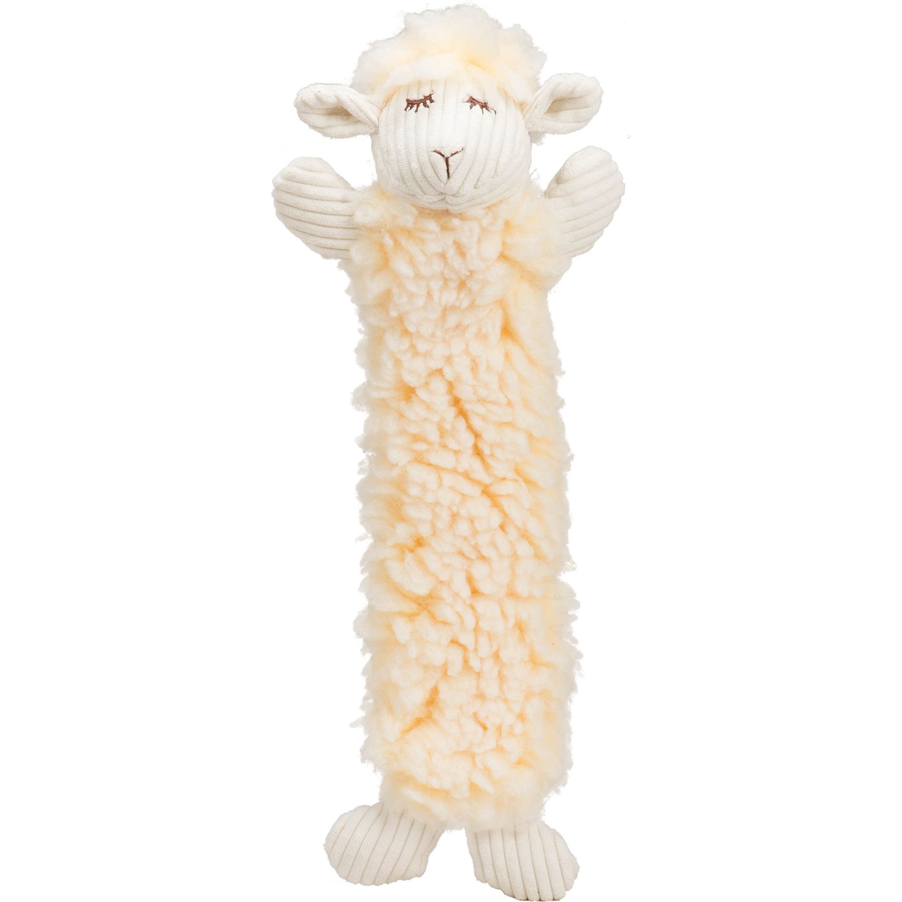 HuggleHounds Fluffer Long & Lovelie Louise Lamb Tough Plush Dog Toy, Ivory, Large