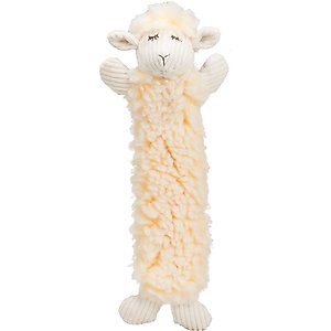 HuggleHounds Fluffer Long & Lovelie Louise Lamb Tough Plush Dog Toy, Ivory, Large