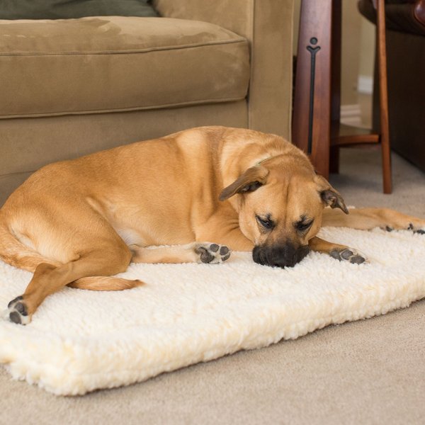 Show full view: HuggleHounds HuggleFleece Faux Lambswool Dog & Cat Crate Mat, Natural, Large slide 4 of 11