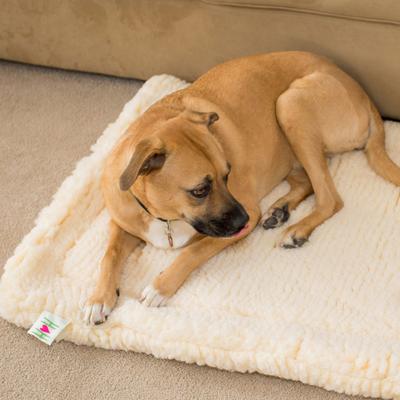 Show full view: HuggleHounds HuggleFleece Faux Lambswool Dog & Cat Crate Mat, Natural, Large slide 6 of 11