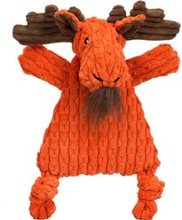 HuggleHounds Morris Moose HuggleFlatties Tough Plush Dog Toy, Orange, Large