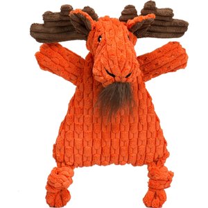 HuggleHounds Morris Moose HuggleFlatties Tough Plush Dog Toy, Orange, Large
