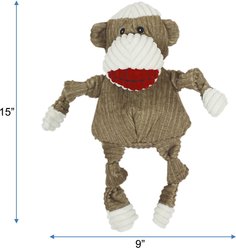 HuggleHounds Mr. Sock Monkey Durable Plush Corduroy Knottie Squeaky Dog Toy, Large slide 2 of 9