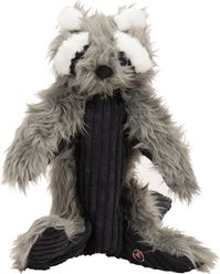 HuggleHounds Redwood Raccoon X-Brace Tough Squeaky Plush Dog Toy, Gray, Large