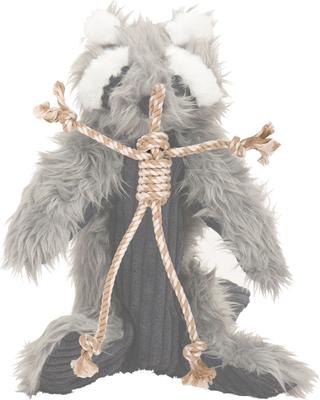 Show full view: HuggleHounds Redwood Raccoon X-Brace Tough Squeaky Plush Dog Toy, Gray, Large slide 2 of 9
