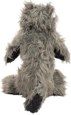 Show full view: HuggleHounds Redwood Raccoon X-Brace Tough Squeaky Plush Dog Toy, Gray, Large slide 4 of 9