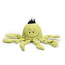 HuggleHounds Sea Creature Durable Plush Corduroy Knottie Squeaky Dog Toy, Octopus, Large