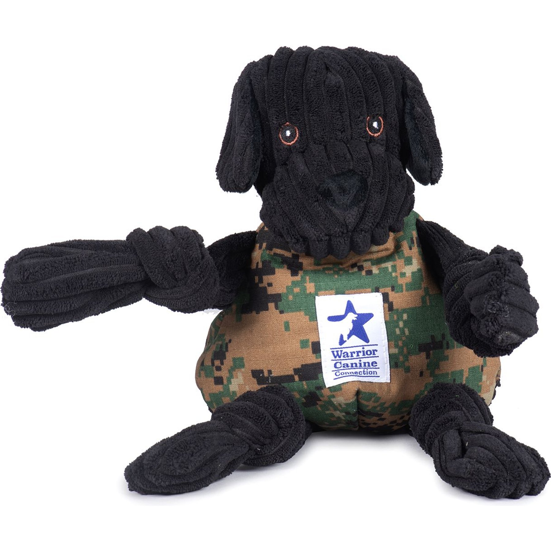 HuggleHounds Warrior Canine Connection Knottie Dog Toy, Large, Camo, Black Lab