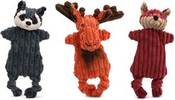 HuggleHounds Woodland HuggleFlatties Tough Squeaky Plush Dog Toys, Small, 3 count