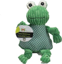 HuggleHounds Woodlands Durable Plush Corduroy Knottie Frog Squeaky Dog Toy, Large